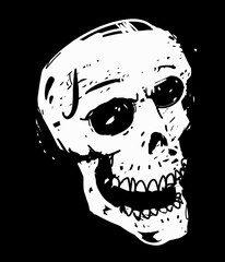 laughing scull on a black background
