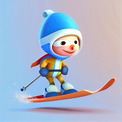 Fototapeta premium 3D character of a child skiing