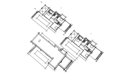 Modern house architectural drawing 3d illustration