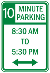 Limited time 10 ten minutes parking sign set