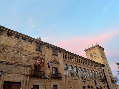 Architecture in the city of Soria, Castilla y Leon, Spain. The Palace of the Counts of Gomara was built in the XVI century and is the renaissance building in the city.