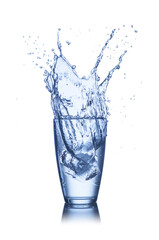 water splash in glasses isolated