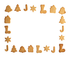 Christmas gingerbread frame isolated on white background