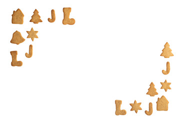 Christmas gingerbread frame isolated on white background
