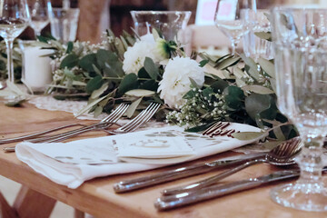 Festive wedding floral decorations on the table.