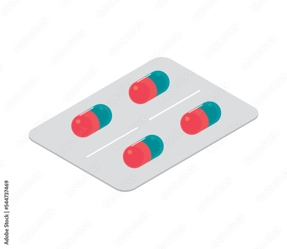 Canvas Prints isometric medicine capsules pack