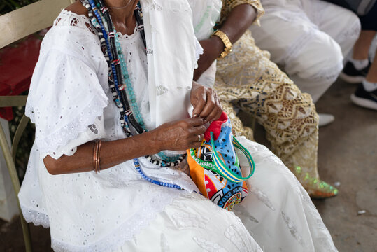 Candomble members are seen during a religious demonstration