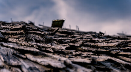 old wood roof of cabin