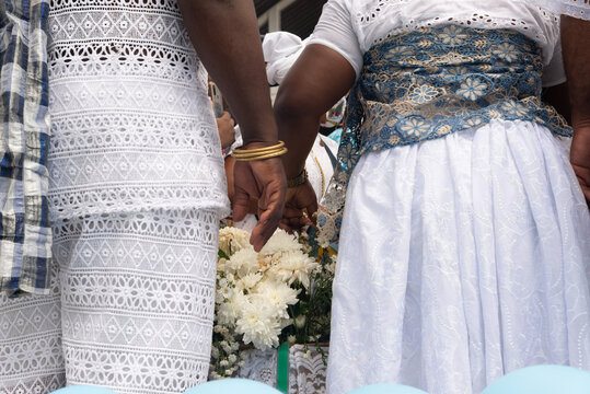 Candomble members are seen during a religious demonstration