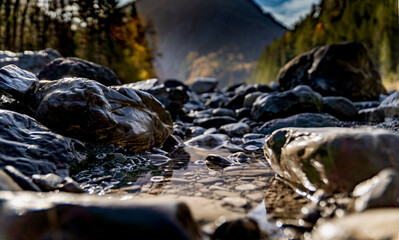 water flowing over rocks