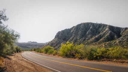 Road to the mountains in Tonto National Forest, near Carefree and Phoenix in Arizona