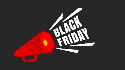 Vector banner for black friday with red vintage megaphone.