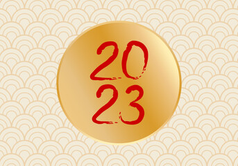 Vector banner in Asian style for Chinese new year with hand drawing rabbit. Happy new year 2023.