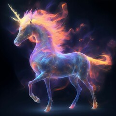 Naklejka na ściany i meble Unicorn Made of Fire | Created Using Midjourney and Photoshop