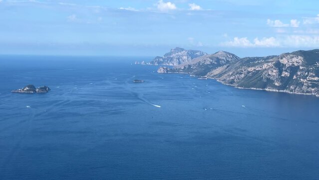 Amalfi Coast and Capri Island view from the Path of the Gods - popular hiking trail