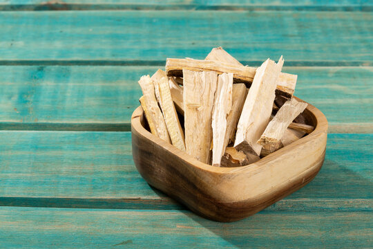 Quassia Amara - Stems Of Quassia Medicinal plant; On Wood Background