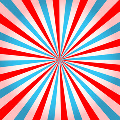 Pink and blue radial stipes. Circus, carnival or festival background. Bubble gum, sweet lollipop candy, ice cream texture. Clipping mask. Vector cartoon illustration