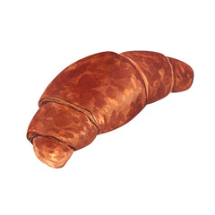 Traditional french croissant, isolated on white background. Watercolor illustration.Food menu item, food drawing, concept for a bakery or cafe