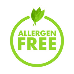 Allergen free stamp. allergen free round ribbon label. Vector stock illustration.