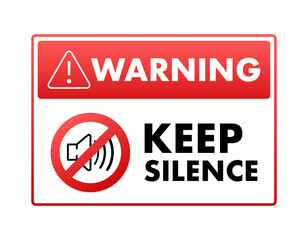 keep silence sign, label. banner icon. Vector stock illustration.