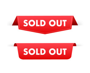 Sold out label, badge. Shop now. Vector stock illustration.