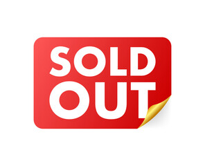 Sold out label, badge. Shop now. Vector stock illustration.