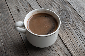 black coffee on a wooden table