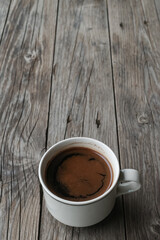 black coffee on a wooden table