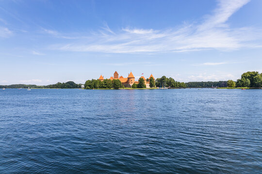Trakai Island Castle. Green islands in lake of Galve in Trakai