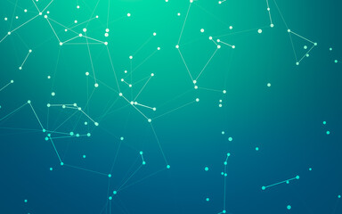 Fototapeta premium Abstract background. Molecules technology with polygonal shapes, connecting dots and lines. Connection structure. Big data visualization.