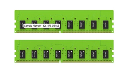 Computer memory ram on white background 3D rendering