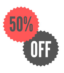 50% off red vector fifty percent marketing advertising discount
