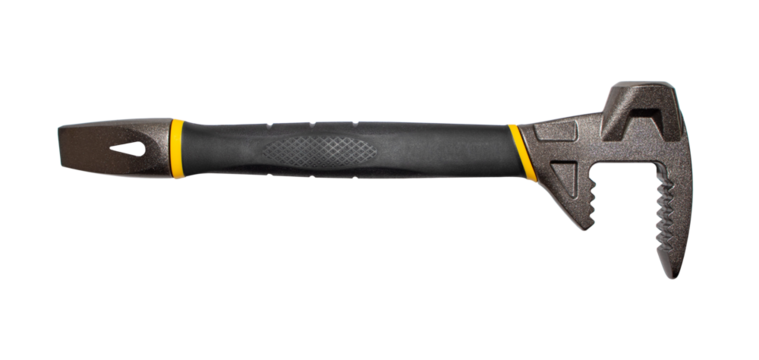 Demolition hammer, a one-piece forged construction, a multifunctional Prybar Tool. Professional instrument isolated png