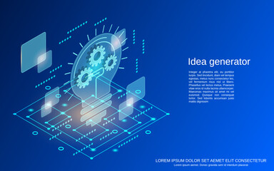 New idea generator flat 3d isometric vector concept illustration