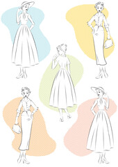 50's Fashion ladies with dresses
