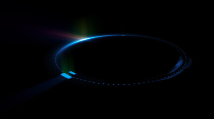 Glow swirl light effect. Circular lens flare. Abstract rotational lines. Power energy element. Luminous sci-fi. Shining neon lights. Magic arena. Swirl trail effect. Glint scene. Dynamic ellipse.