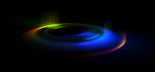 Glow swirl light effect. Circular lens flare. Abstract rotational lines. Power energy element. Luminous sci-fi. Shining neon lights. Magic arena. Swirl trail effect. Glint scene. Dynamic ellipse.