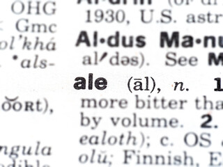 definition of the word ale in dictionary
