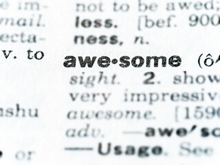 definition of awesome highlighted in dictionary