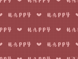 Happy cartoon character seamless pattern on red background