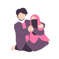 Romantic Muslim Couple Illustration