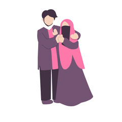 Romantic Muslim Couple Illustration