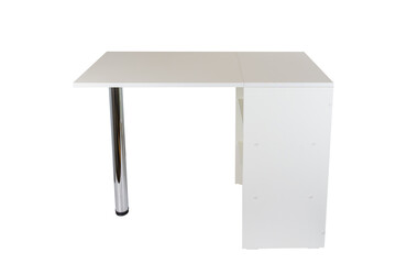 Transformer table on white isolated background in the unfolded state. Folding white furniture