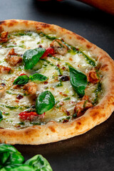 pizza on a board