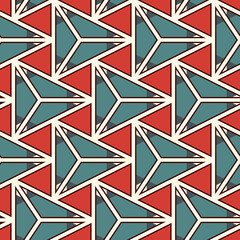 Fototapeta na wymiar Contemporary geometric pattern. Repeated triangles motif. Seamless surface design. Modern abstract background. Geo ornament wallpaper. Ornamental digital paper, textile print. Vector illustration