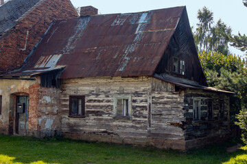 Fototapeta na wymiar An old wooden house in the village, a czech countryside.
