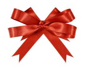 Red gift bow or rosette award ribbon isolated transparent background photo PNG file
