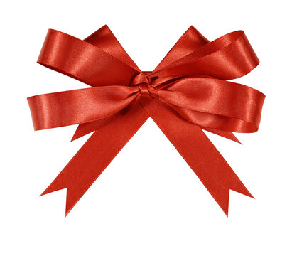 Red gift bow or rosette award ribbon isolated transparent background photo PNG file