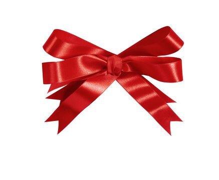 Red gift bow ribbon rosette award isolated transparent background photo PNG file