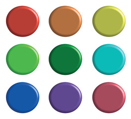 vector set of 3d buttons, circles in soft colors